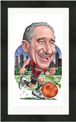 Framed Poster: Atlanta United Arthur Blank Cartoon (12" x 20")